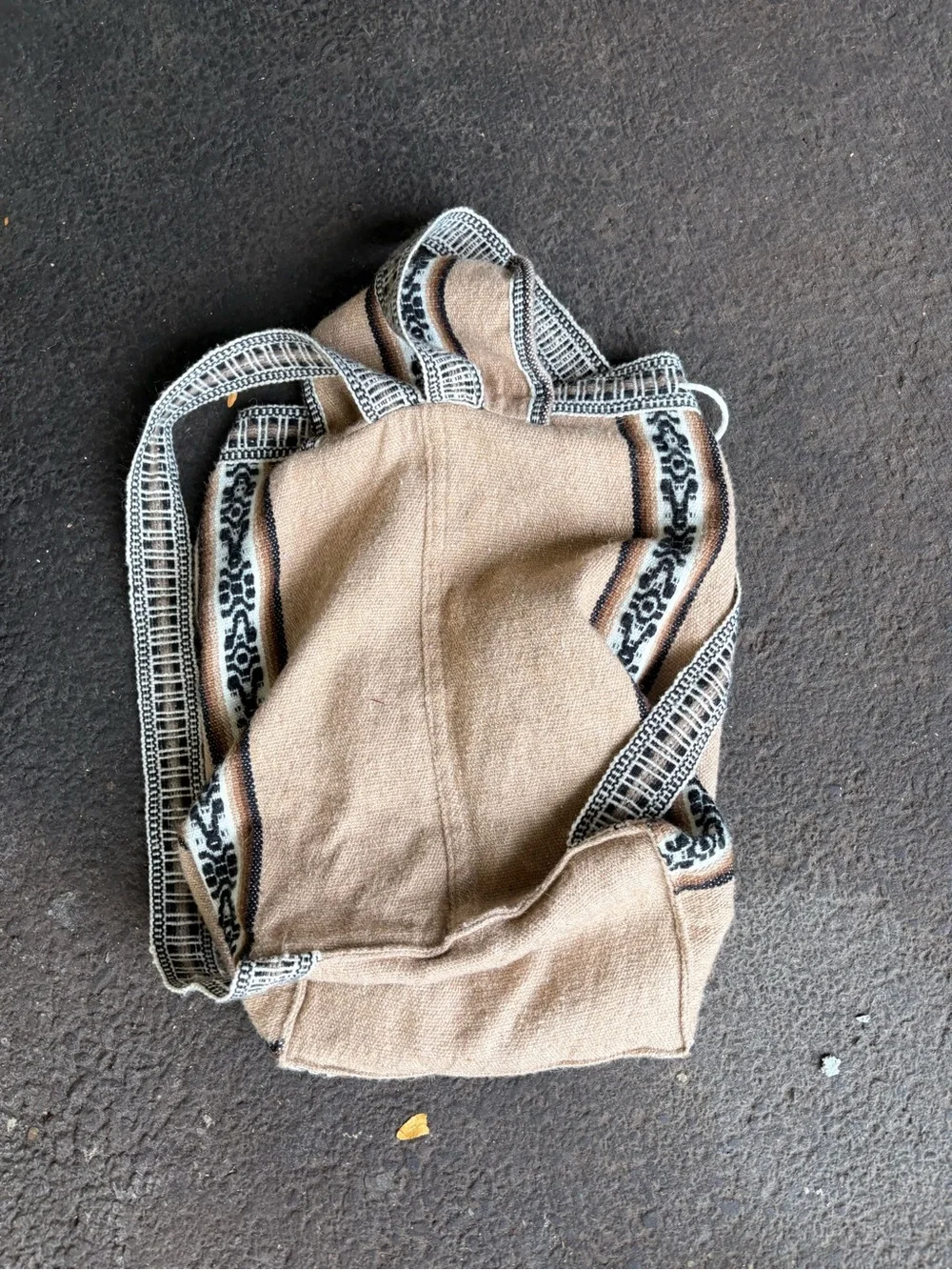 Handwoven Beige and Black backpay- Llama Design